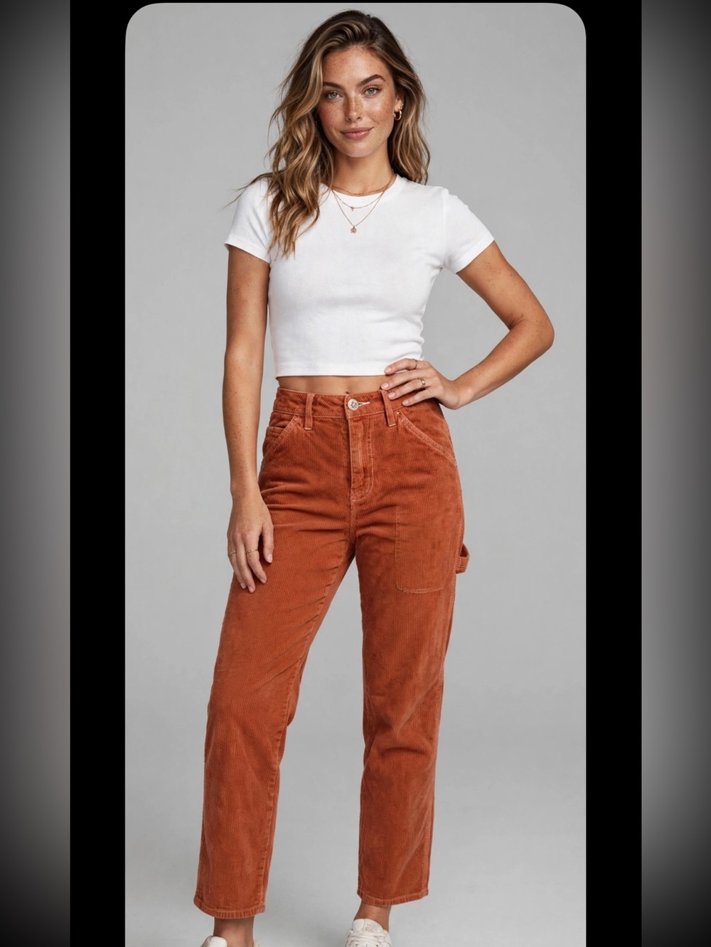 Fivestar General Women's Straight-Leg Corduroy Pants in Rust Color
